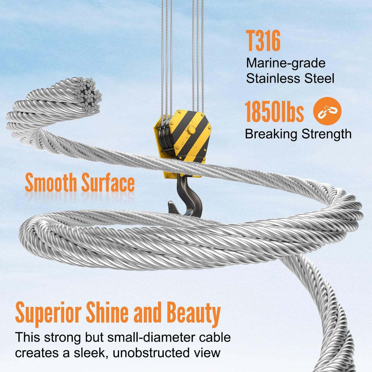 1000FT 1/8" Stainless Steel Cable P25175