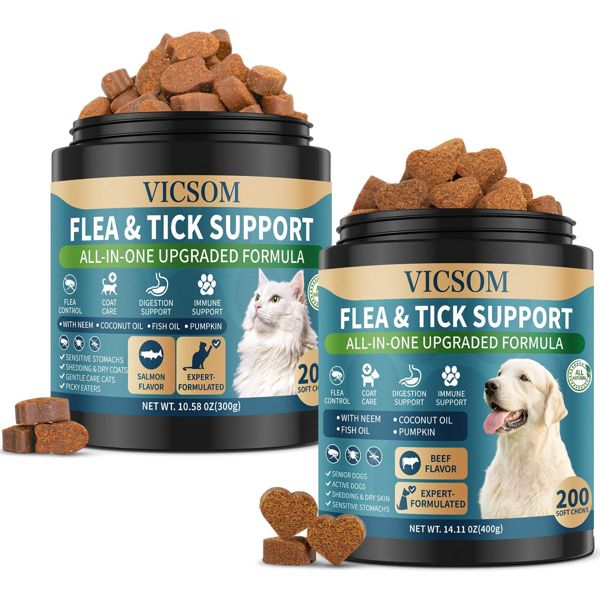 Chewable Flea and Tick Prevention for Dogs & Cats, 400 Treats P4889