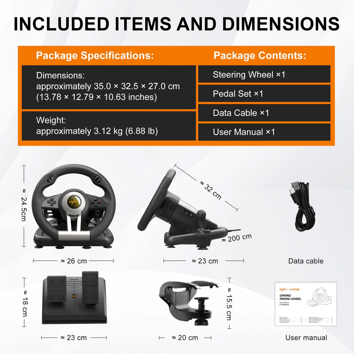 Gaming Steering Wheel with Pedals U8076