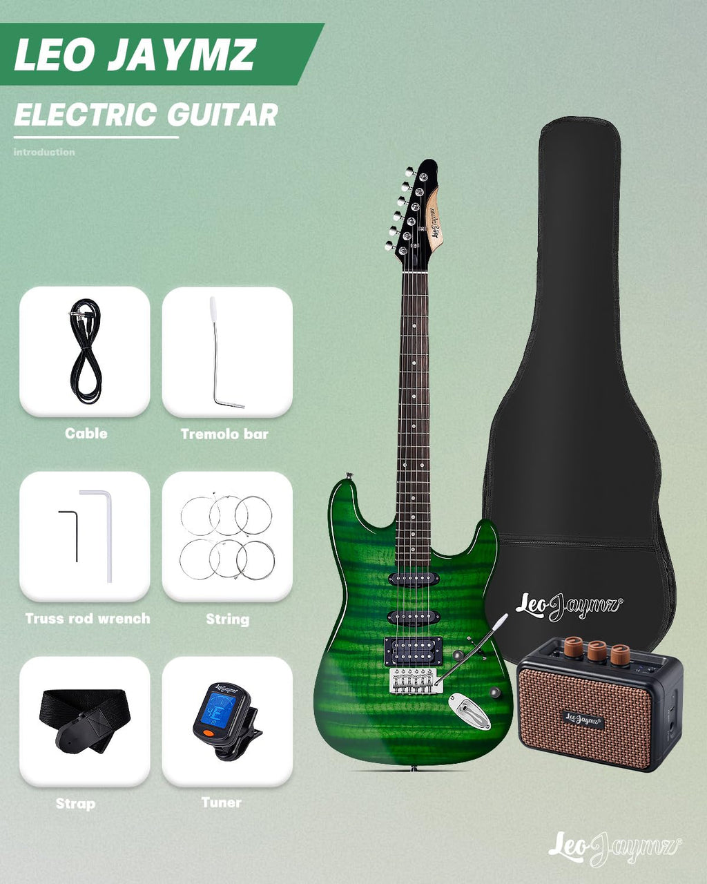 39" Full Size SSH Electric Guitar Starter Kit with Amp F69581