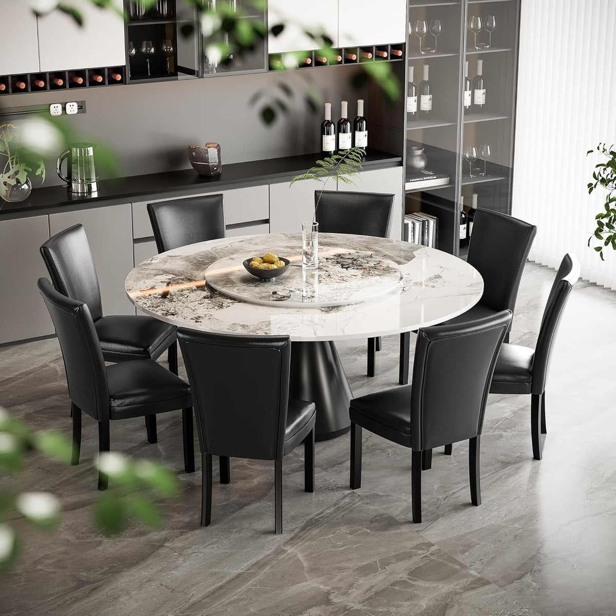 Set of 8 Black Faux Leather Upholstered Dining Chairs S254206