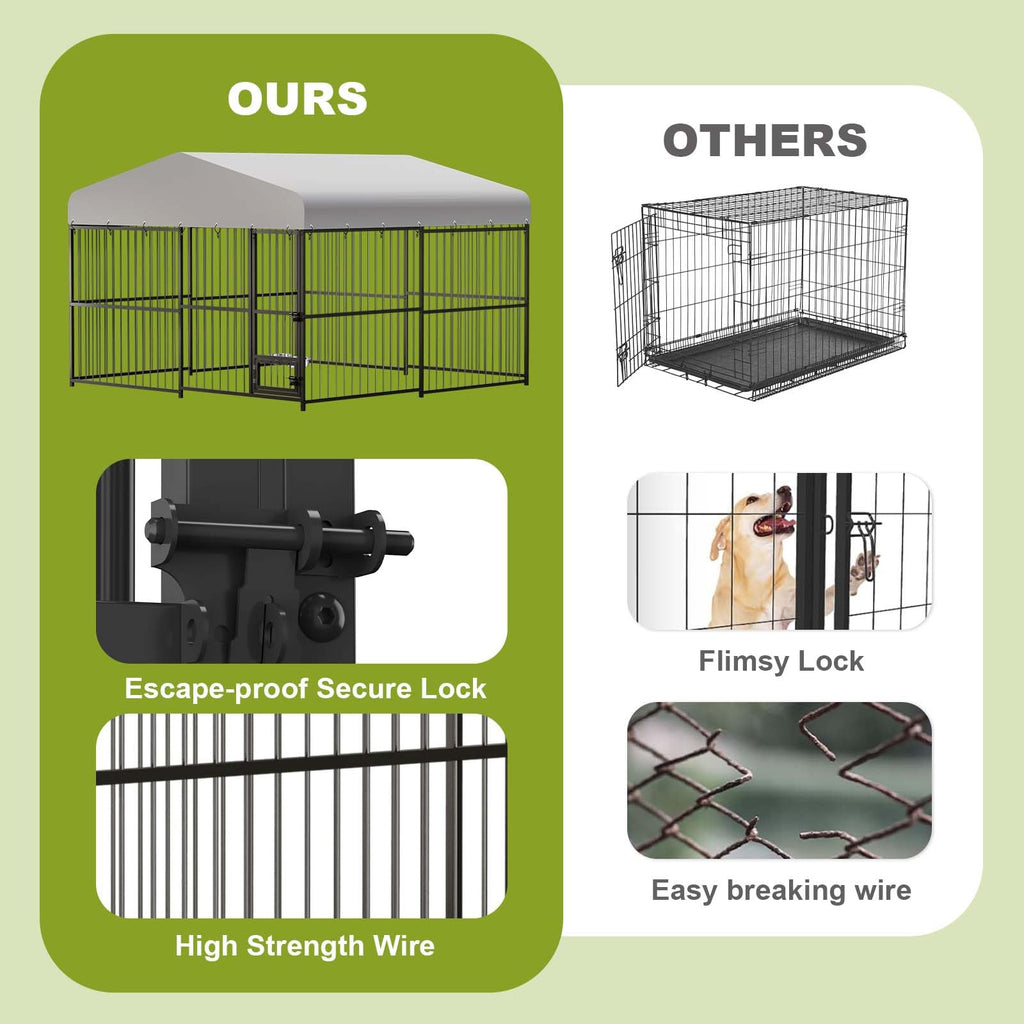 10x10x6 ft Heavy-Duty Outdoor Dog Kennel with Roof U429