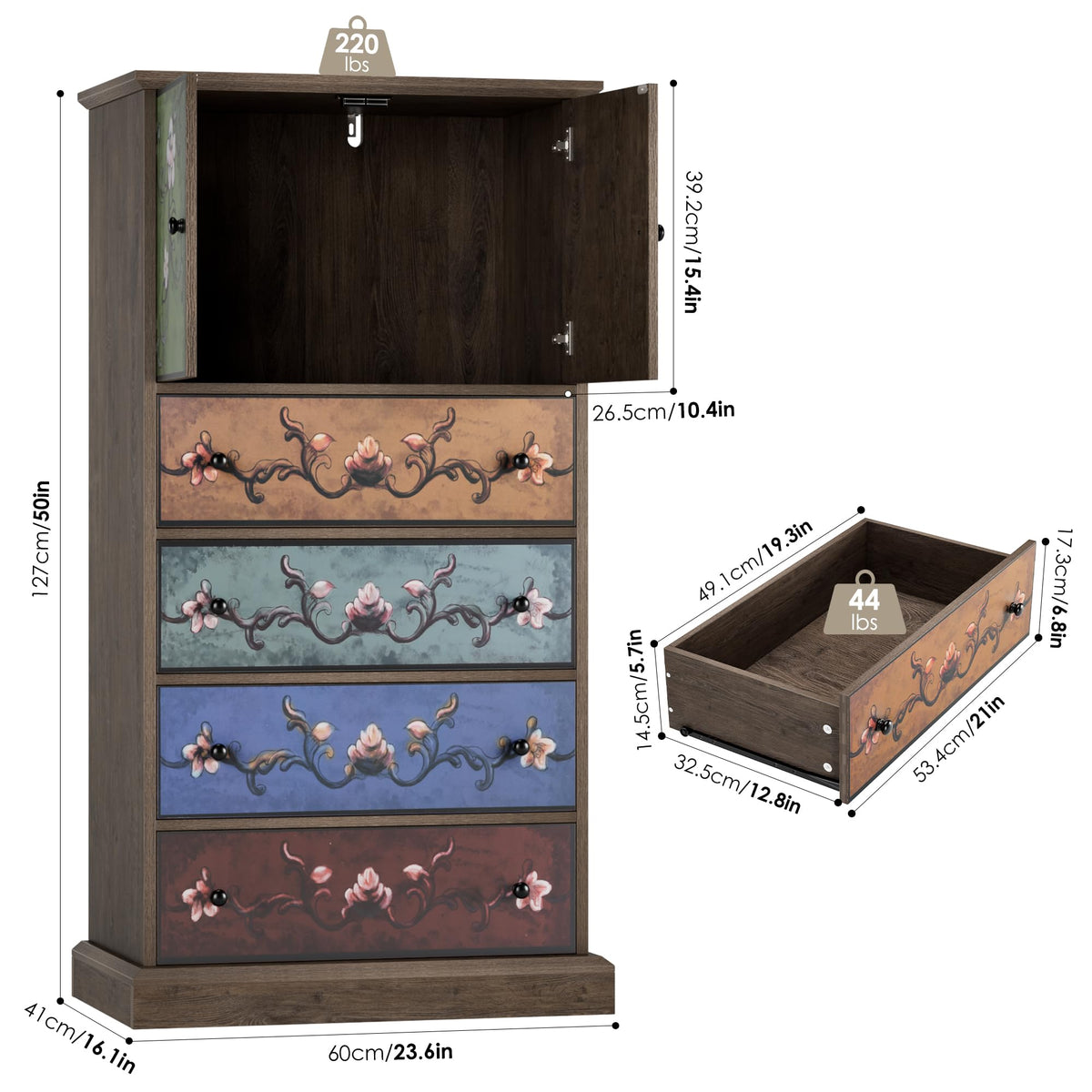 50" H Boho 4 Drawer Dresser R53954