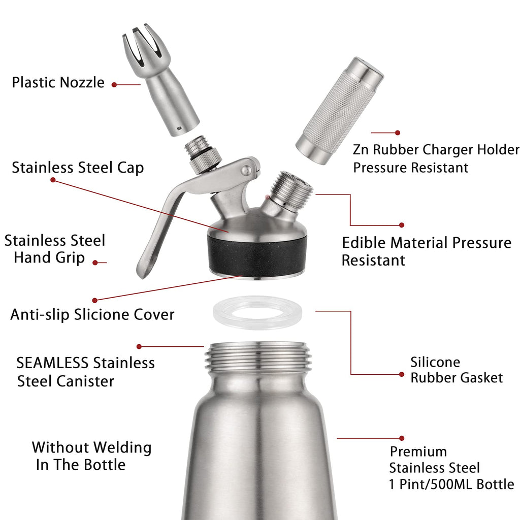 Spare Parts and Accessories for Whipped Cream Dispenser 304 Stainless Steel T60289