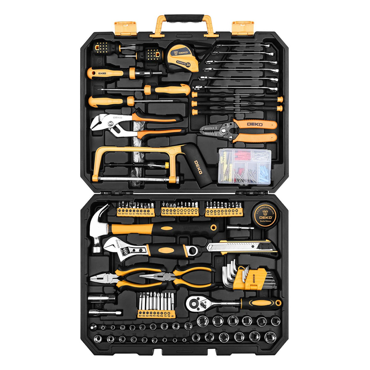 198 Piece Home Repair Tool Kit with Plastic Toolbox W77425