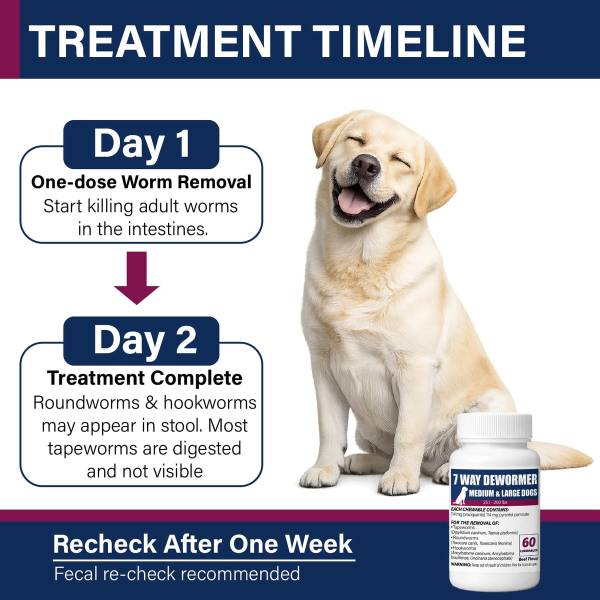 7-Way Dewormer for Dogs, 60 Beef Flavored Chewables N2674