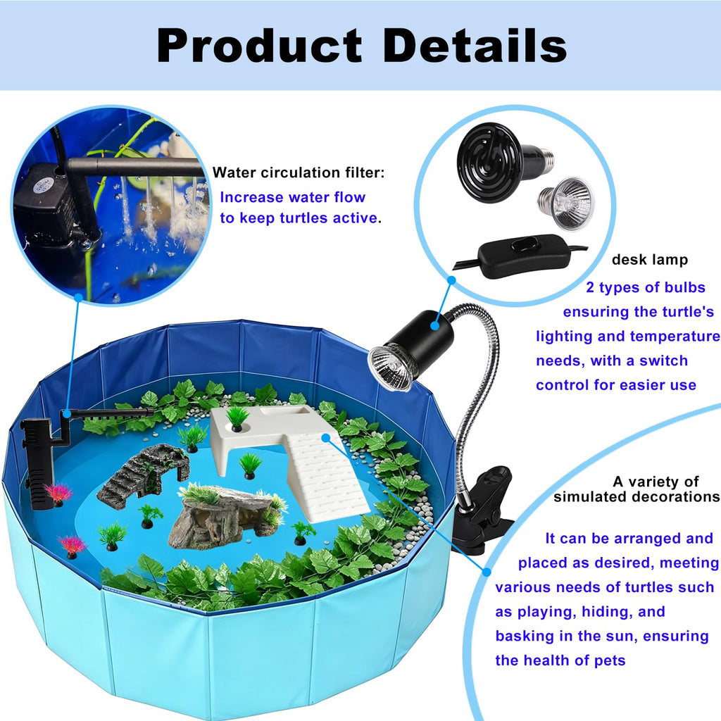 22.8 inch Turtle Tank Habitat Kit with Basking Platform M1861
