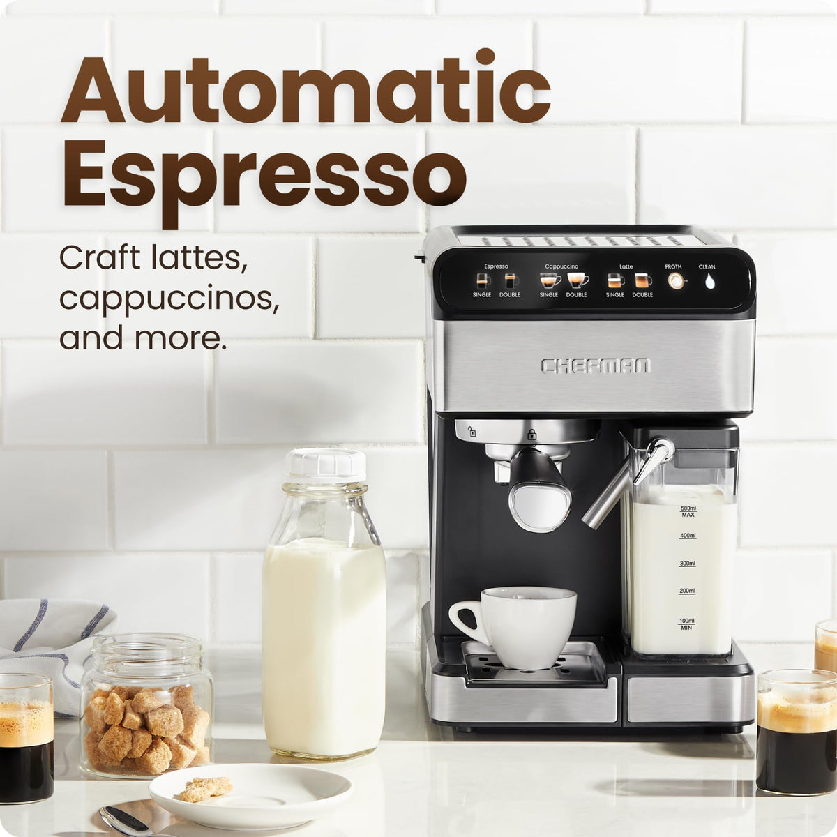 Espresso Machine with Built-In Milk Frother, 1.8 Liter Stainless Steel B832