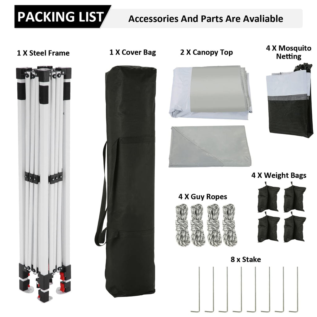 12x12 Pop Up Waterproof Outdoor Canopy with Mosquito Nettings and Carry Bag S317