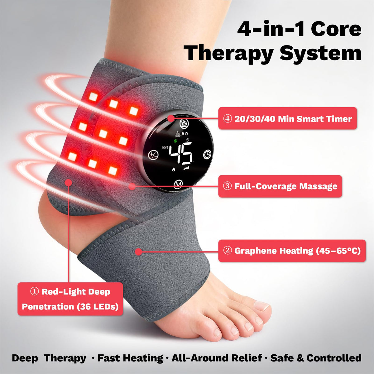 Cordless Heated Foot Massager Wrap with Red Light D99967