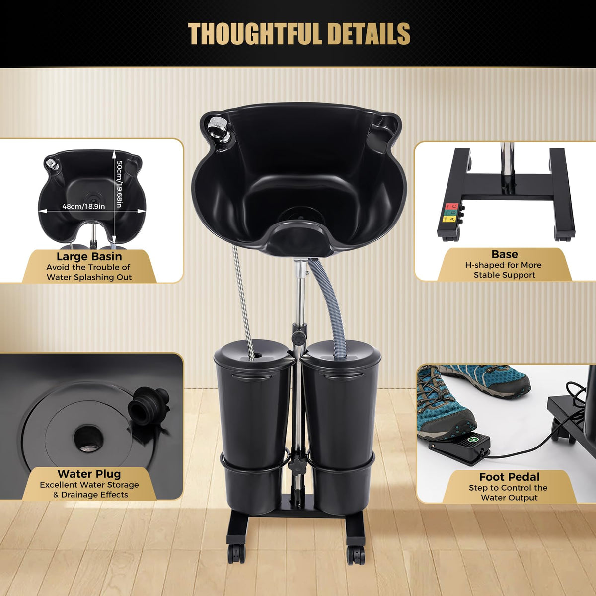 Portable Shampoo Bowl with Electric Pump and Sprayer K728746