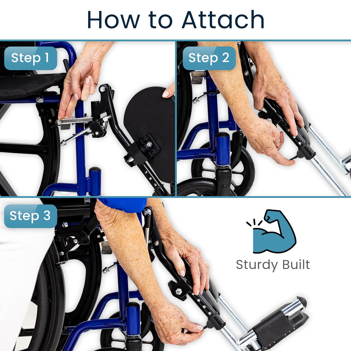 Elevating Wheelchair Footrests with Padded Calf Pads (2 Pack) H280755