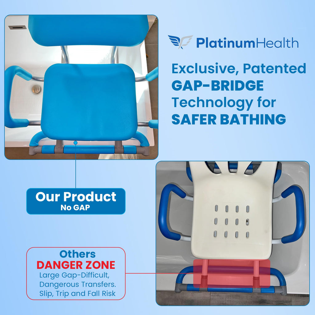 Blue Padded Sliding Shower Chair with Armrests Q791