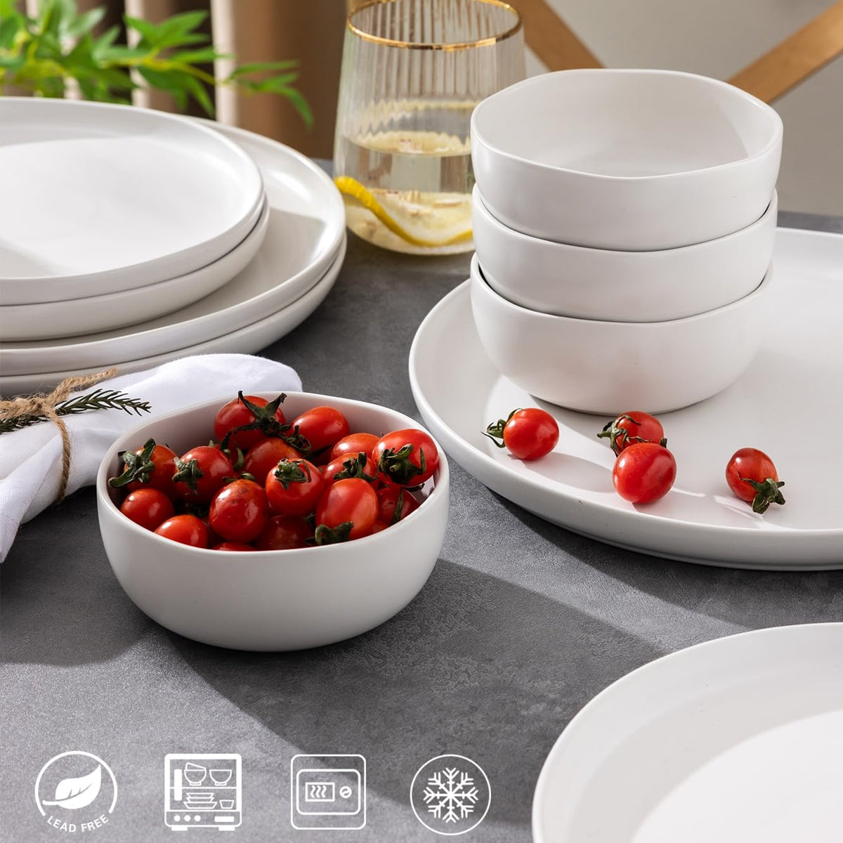 28oz Stoneware Cereal Bowls Set of 4 Matte White A327800