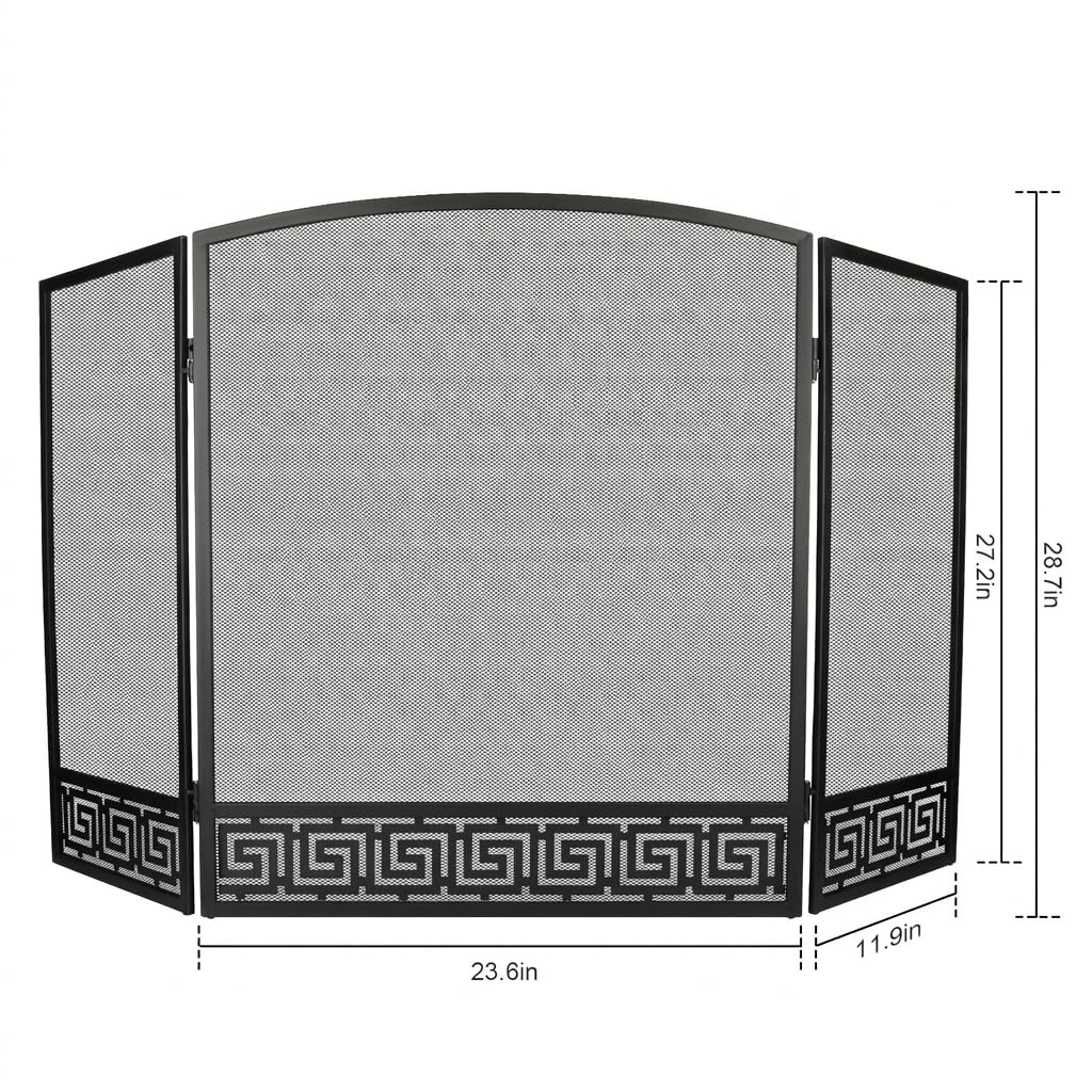 Arched 3 Panel Folding Fireplace Screen V754932