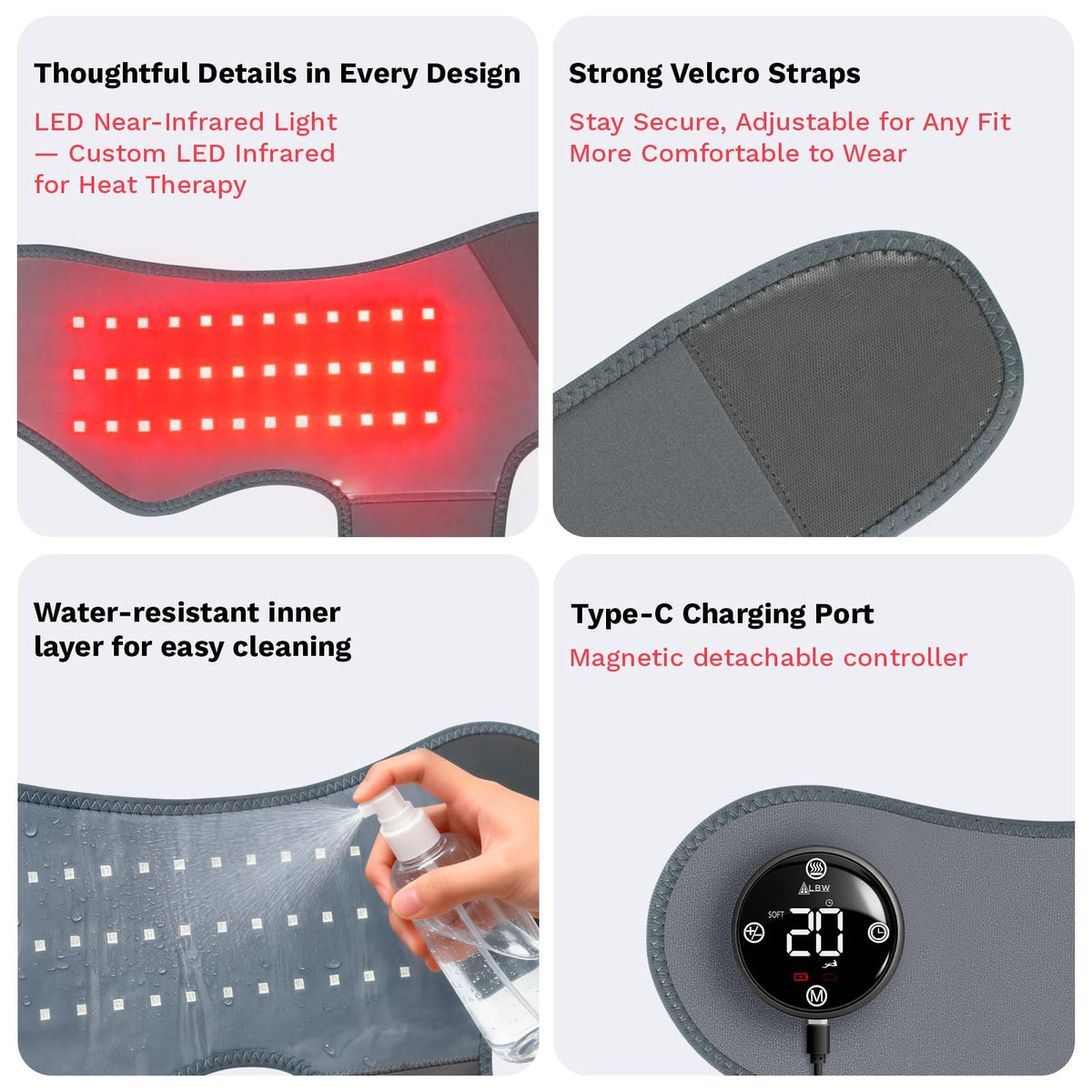 Cordless Heated Foot Massager Wrap with Red Light D99967