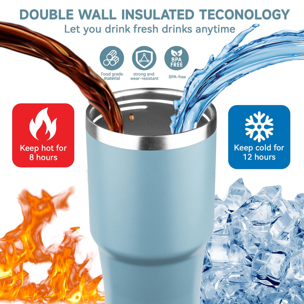 20oz Stainless Steel Insulated Tumbler with Handle and Flip Straw Lid I1723