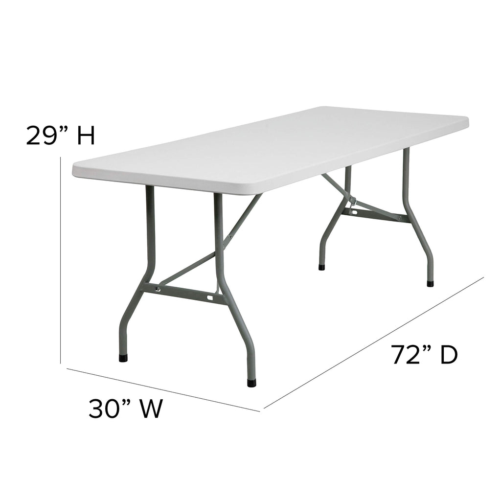 6-Foot Granite White Plastic Folding Table U721