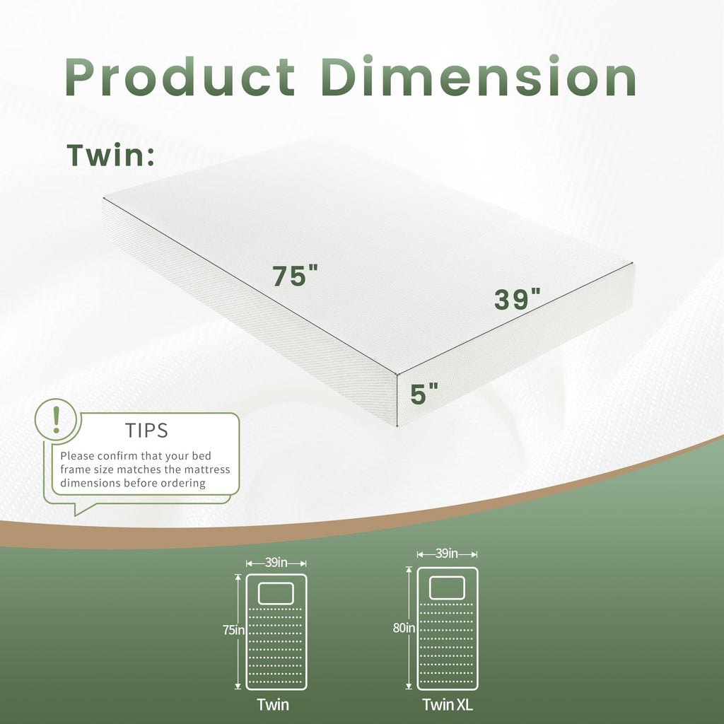 Twin 5 Inch Memory Foam Mattress F834