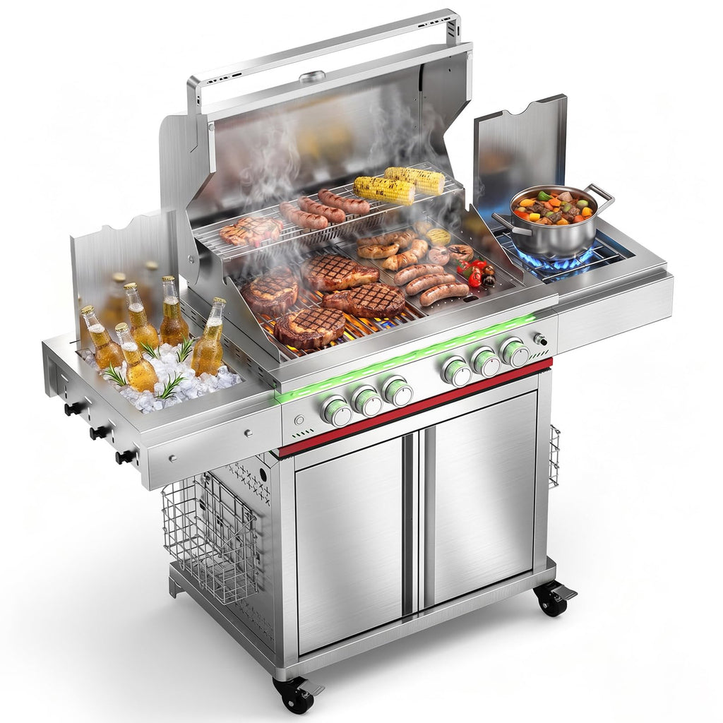 Heavy-duty SUS304 Stainless Steel 6-Burner Propane Gas Grill B8161
