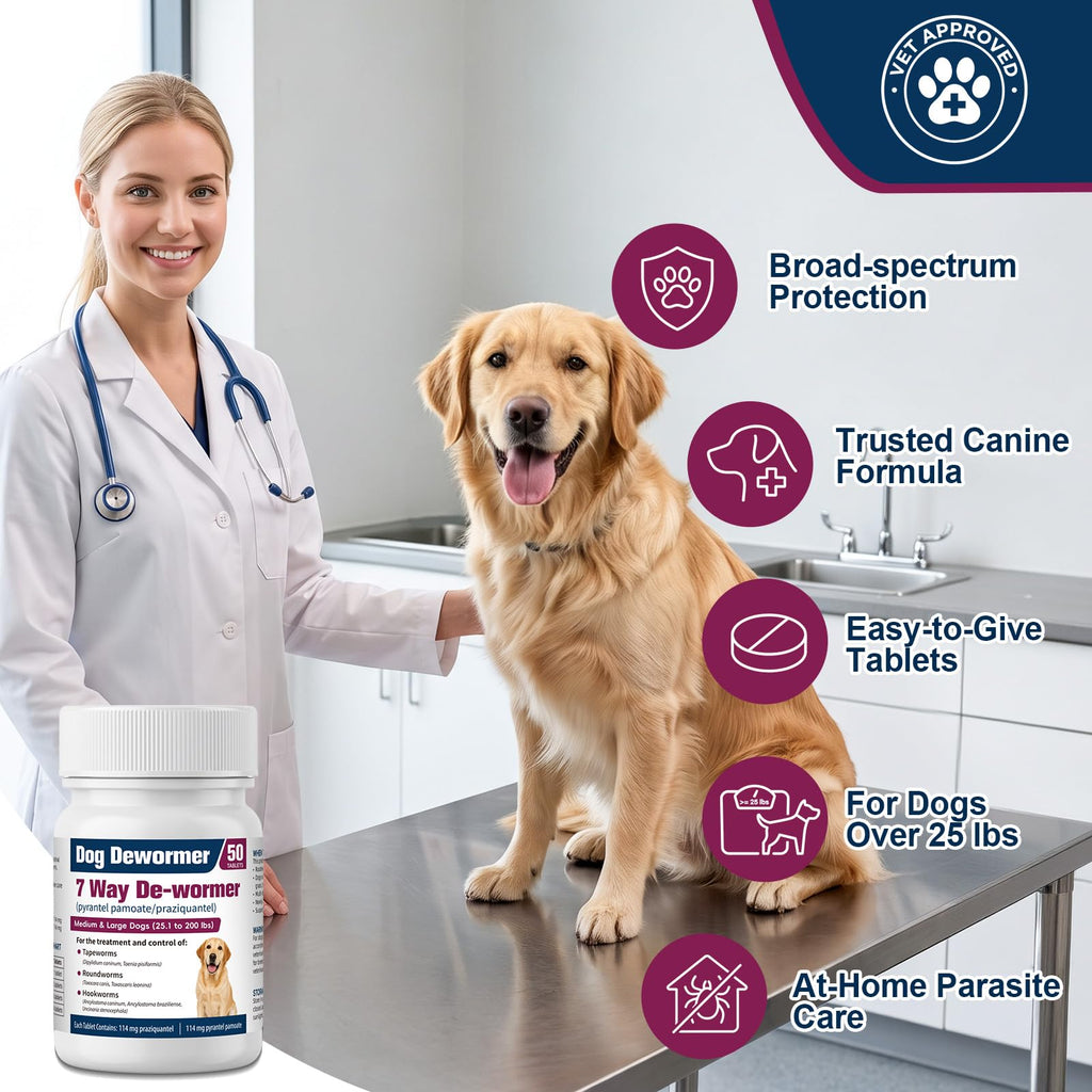 7-Way Dewormer for Large Dogs & Puppies, 50 Tablets O8126