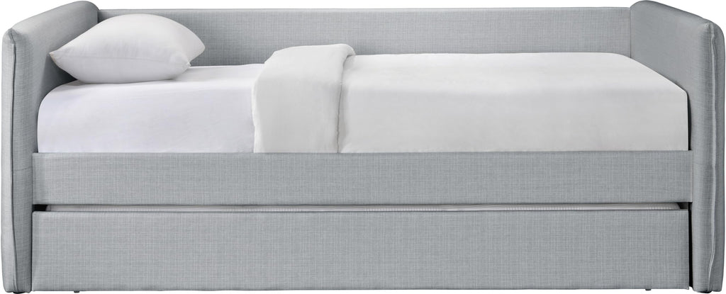Light Grey Linen Textured Twin Daybed with Trundle W210