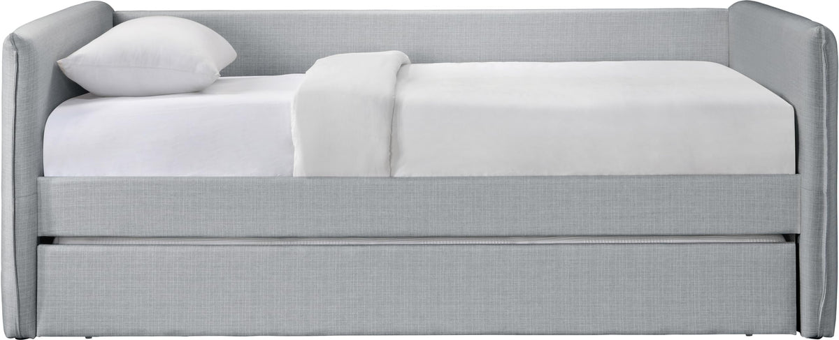 Light Grey Linen Textured Twin Daybed with Trundle W210