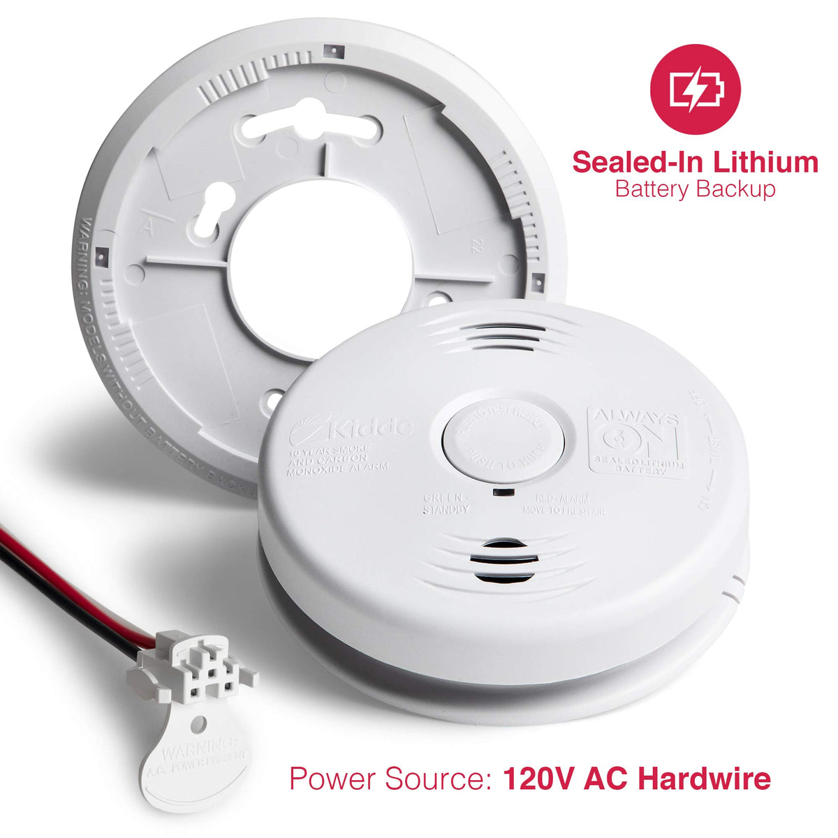Hardwired Smoke and Carbon Monoxide Detector Alarm with Voice Warning, White Y21712