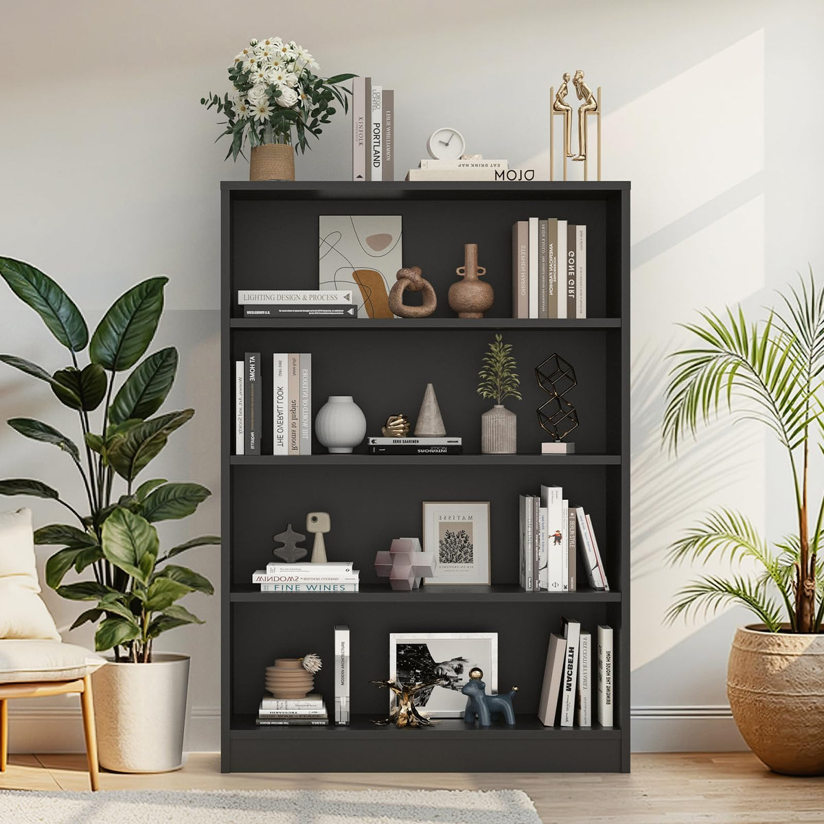 48 Inch 4-Shelf Wood Bookcase N167
