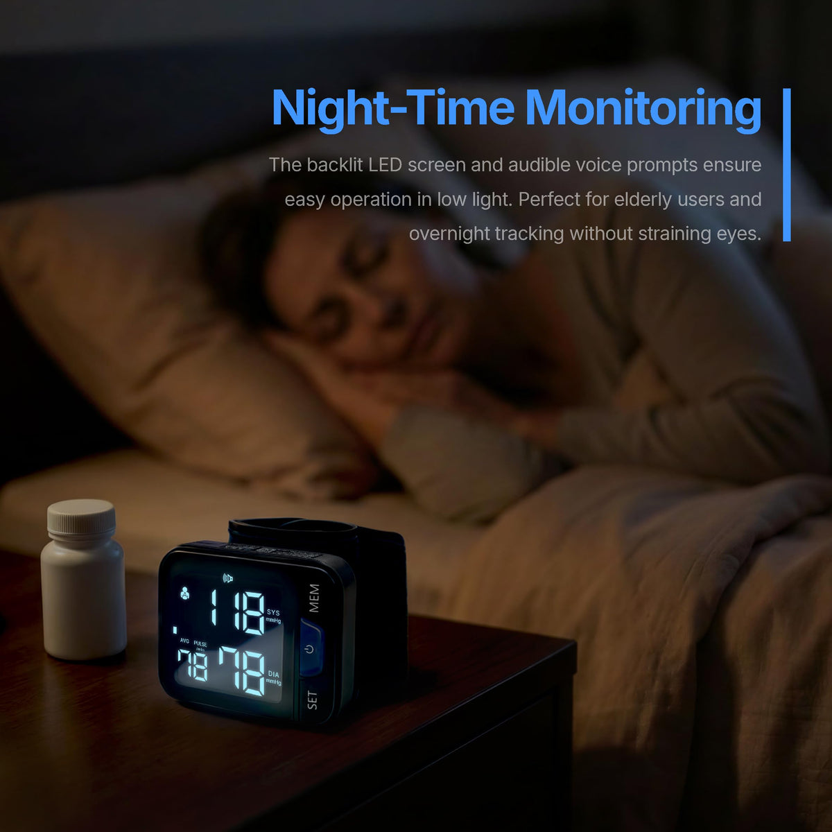 Wrist Blood Pressure Monitor with Voice Broadcast, 240 Memory for 2 Users F6235