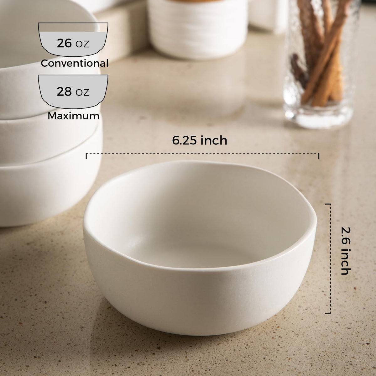 28oz Stoneware Cereal Bowls Set of 4 Matte White A327800