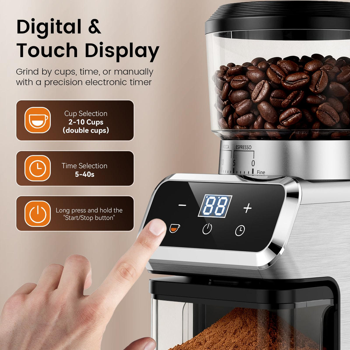 Electric Burr Coffee Grinder, 30 Settings N37655