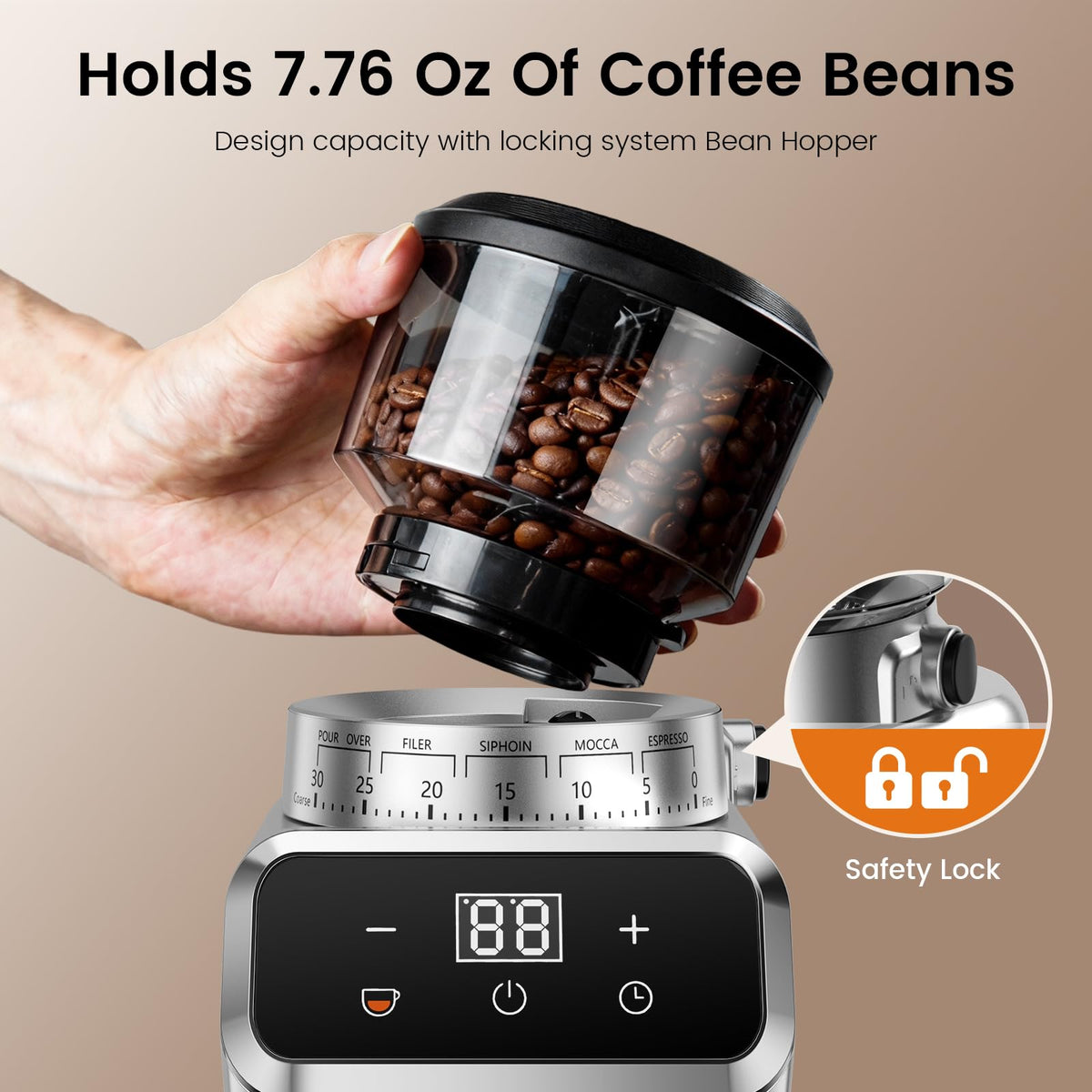 Electric Burr Coffee Grinder, 30 Settings N37655