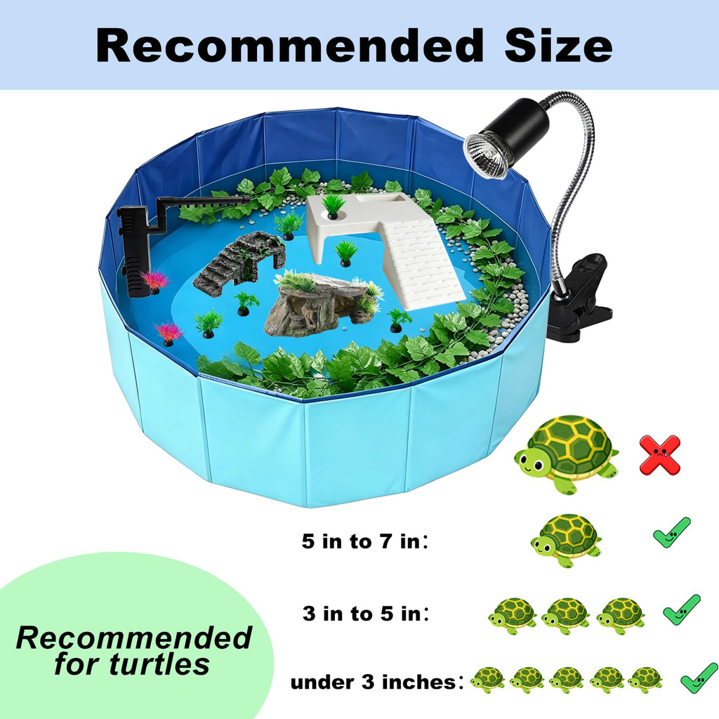 22.8 inch Turtle Tank Habitat Kit with Basking Platform M1861
