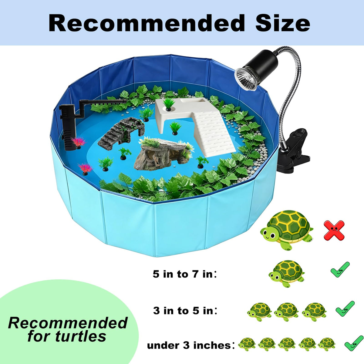 22.8 inch Turtle Tank Habitat Kit with Basking Platform M1861