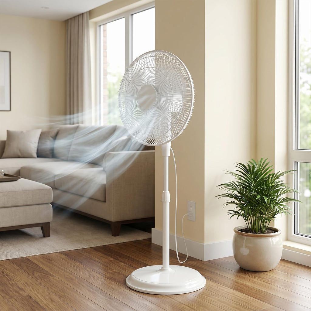 16" Oscillating Standing Pedestal Fan with Adjustable Height V9998