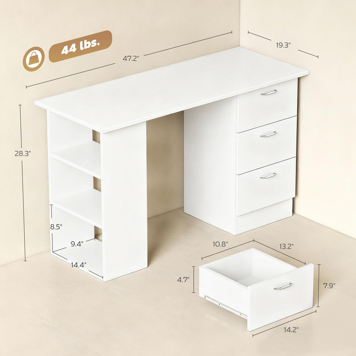 White Computer Desk with Drawers R925824