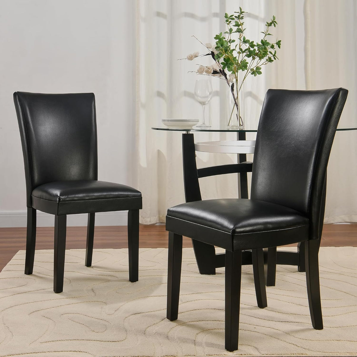 Set of 8 Black Faux Leather Upholstered Dining Chairs S254206