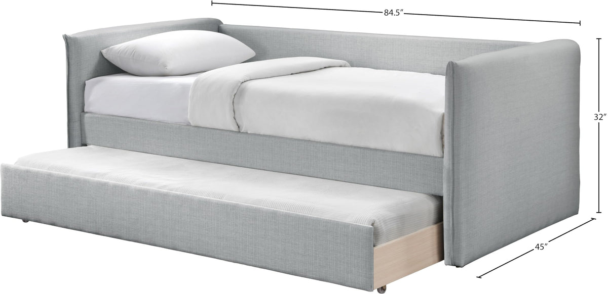 Light Grey Linen Textured Twin Daybed with Trundle W210