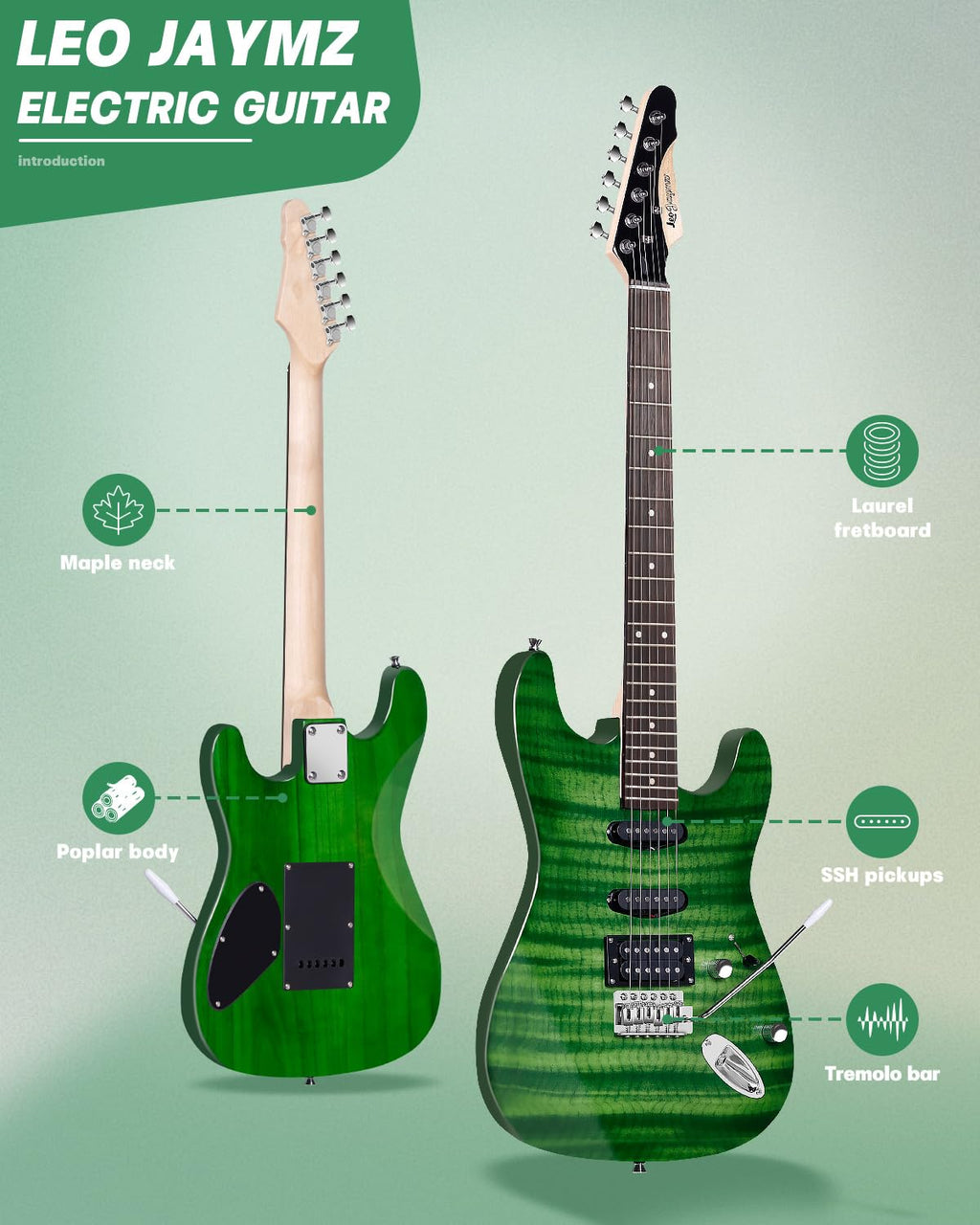 39" Full Size SSH Electric Guitar Starter Kit with Amp F69581