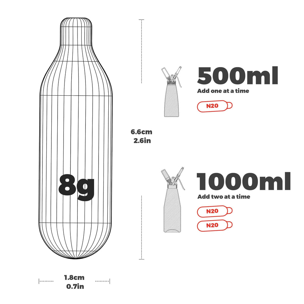 8g Whipped Cream Chargers 10-Pack N2O Cartridges T761