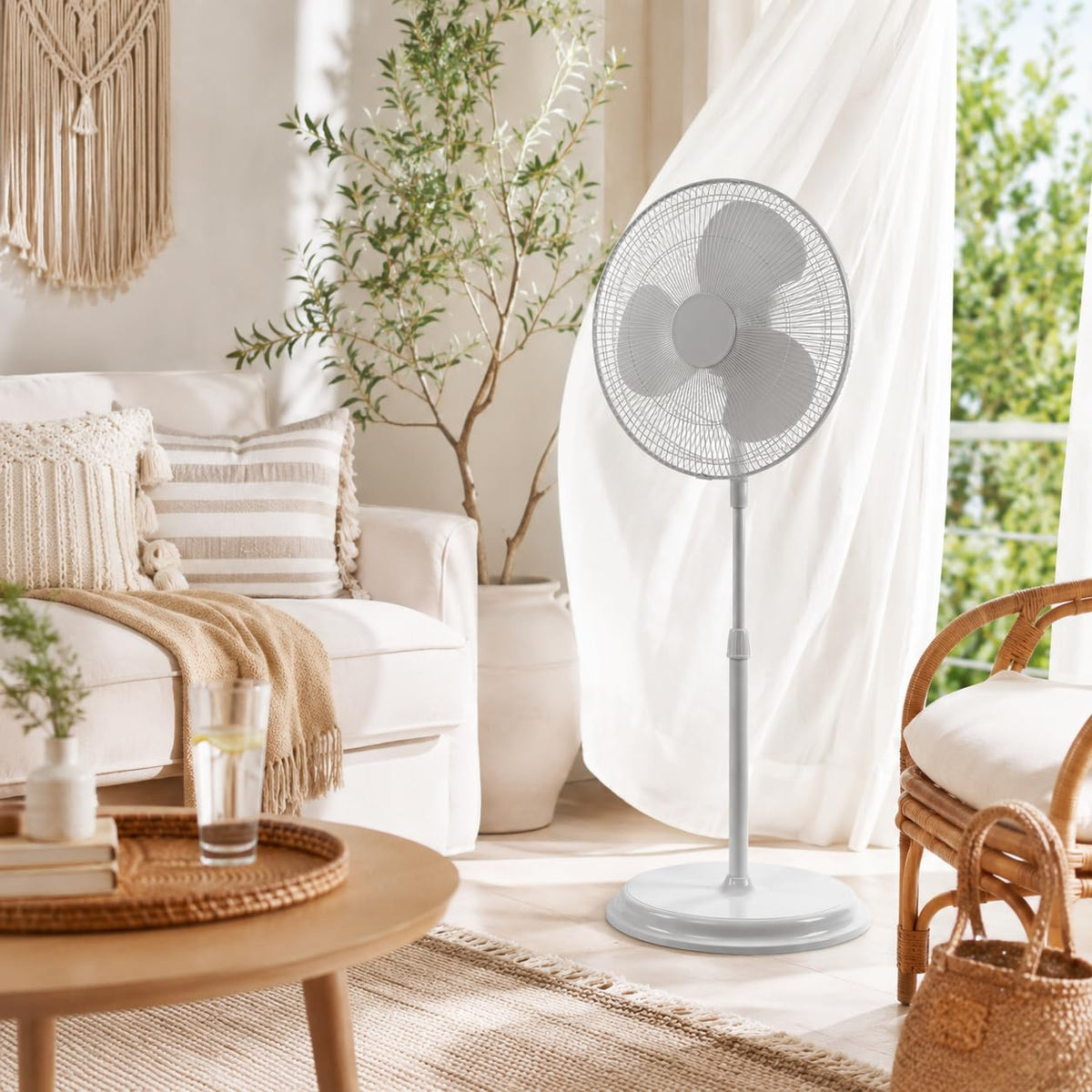 16" Oscillating Standing Pedestal Fan with Adjustable Height V9998