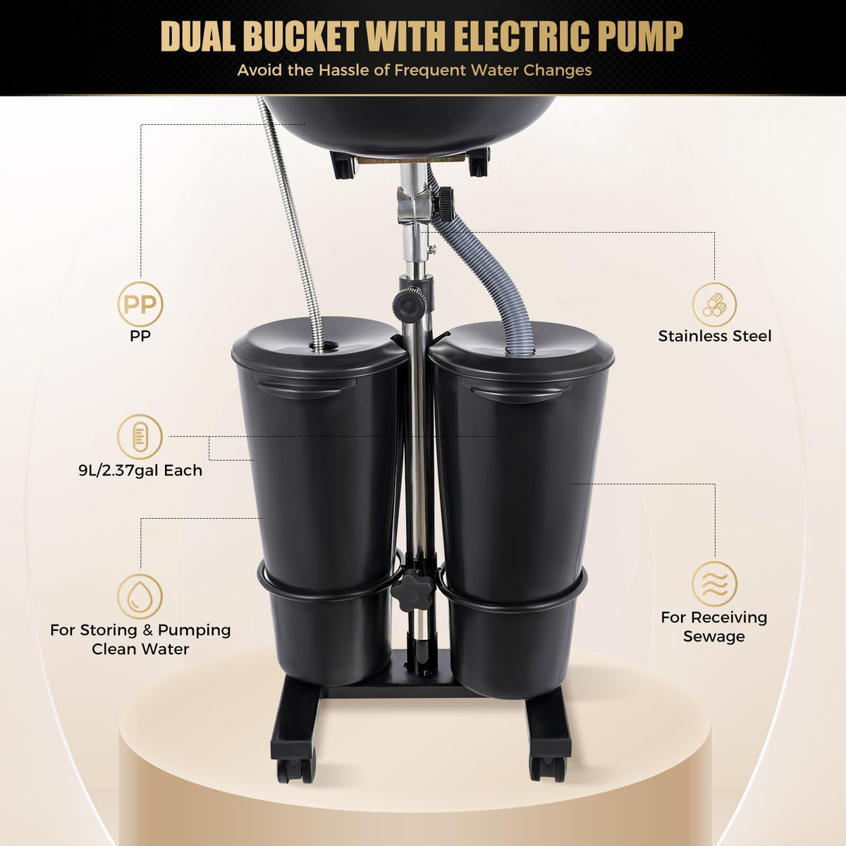 Portable Shampoo Bowl with Electric Pump and Sprayer K728746