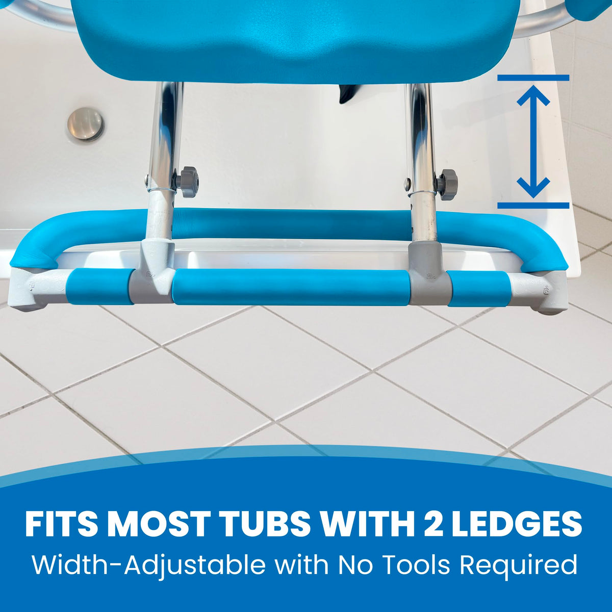 Blue Padded Sliding Shower Chair with Armrests Q791