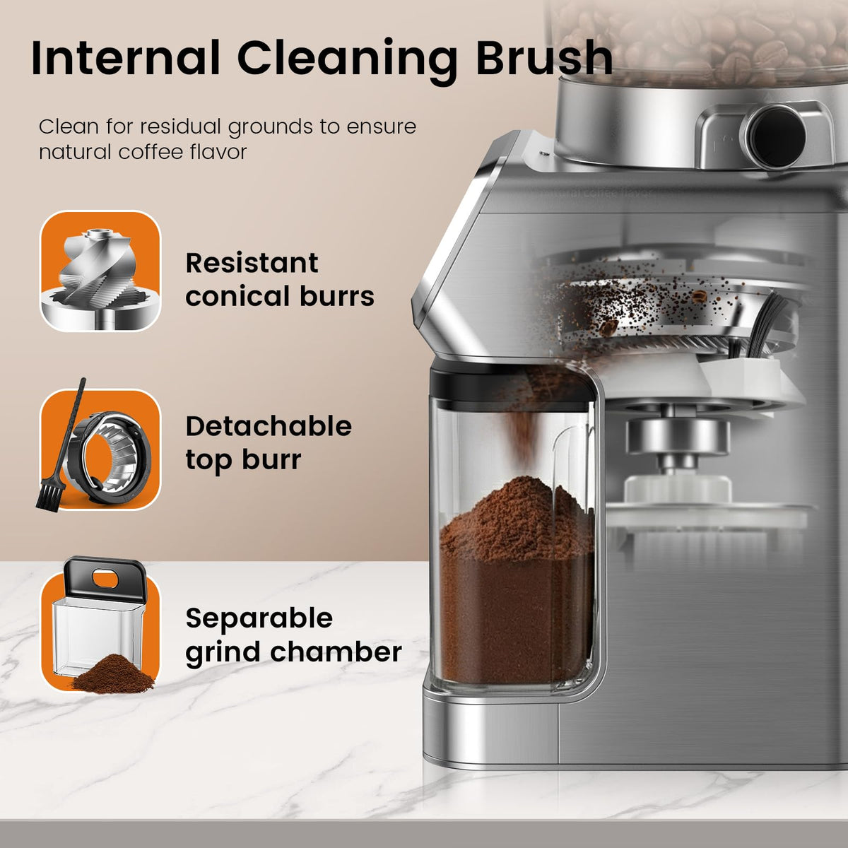 Electric Burr Coffee Grinder, 30 Settings N37655