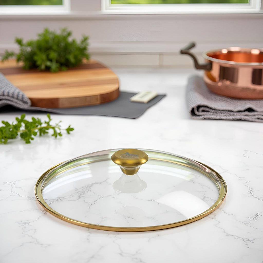 10" Tempered Glass Lid with Steam Vent & Stainless Steel Rim M490