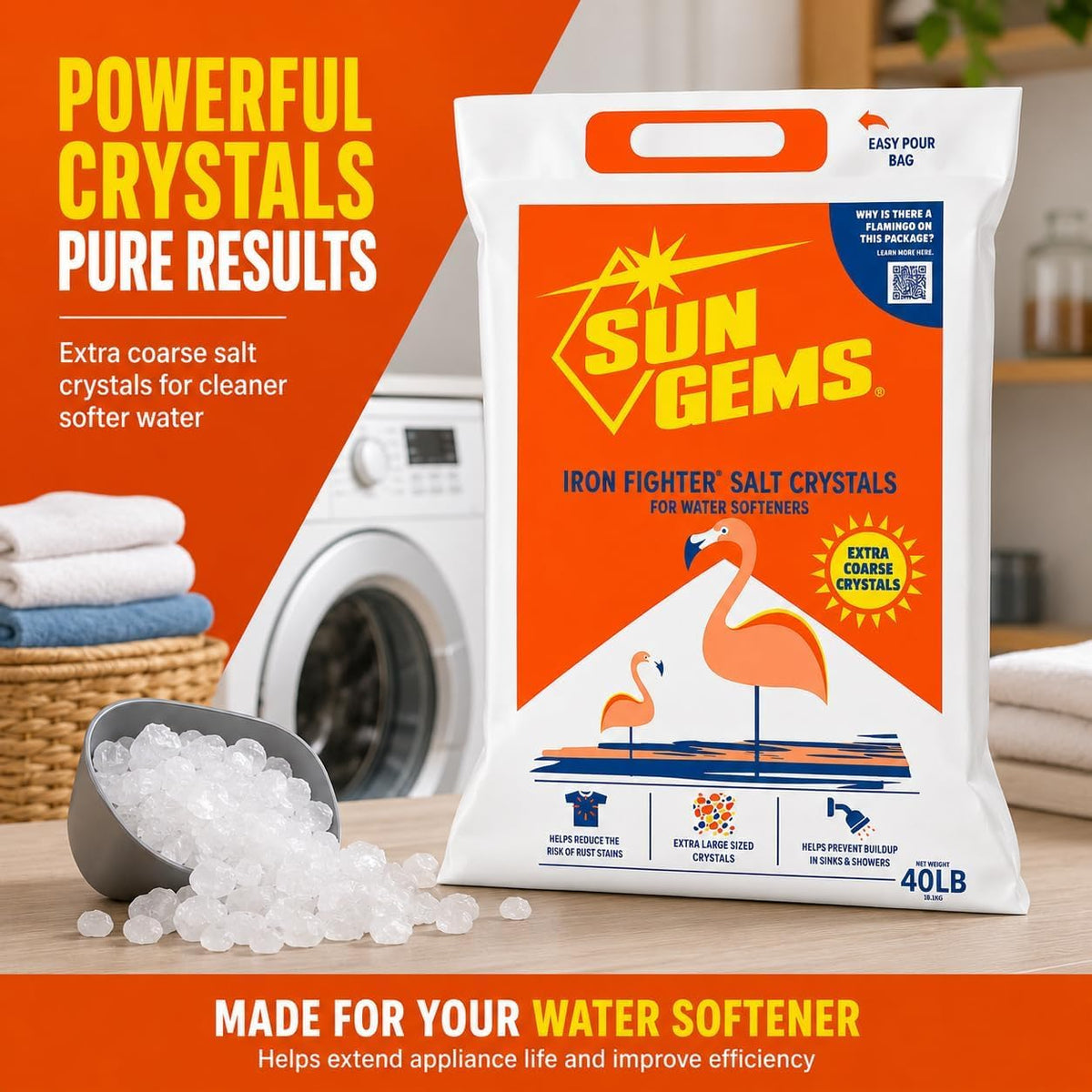 Water Softener Salt Crystals 40 lb Extra Coarse H7830