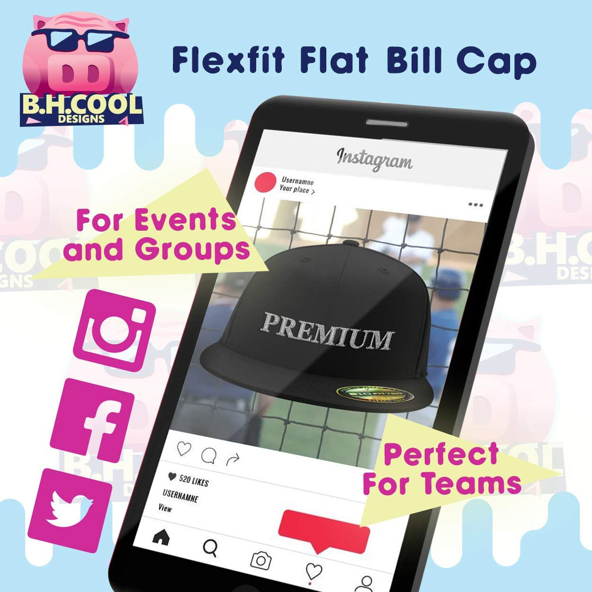 Flat Bill Fitted Hat D3041