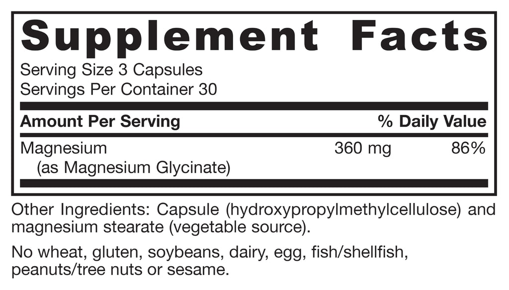 Magnesium Glycinate 90 Capsules J140421