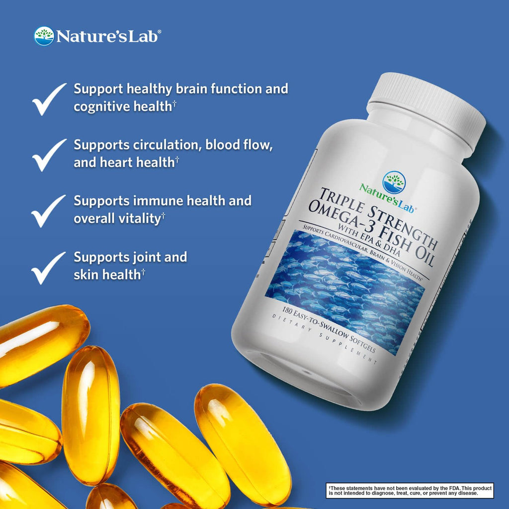 Triple Strength Omega-3 Fish Oil with EPA & DHA 180 Softgels E356726
